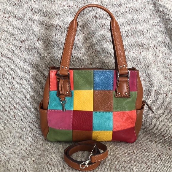 FÓSIL Patchwork leather satchel or shoulder bag - Picture 2 of 11